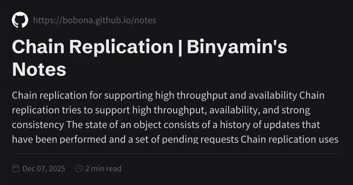 Chain Replication | Binyamin's Notes