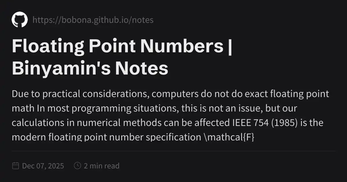 Floating Point Numbers | Binyamin's Notes