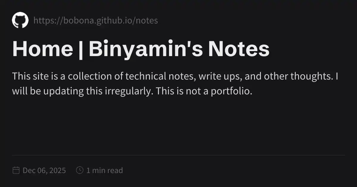 Home | Binyamin's Notes